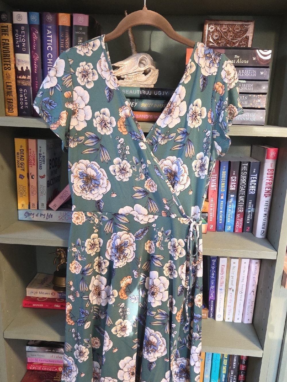 Kaileigh Green Floral Wrap Midi Dress